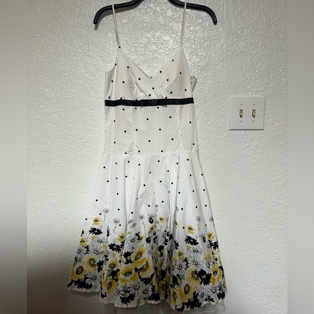 City Triangles White and Black Polka Dot Floral Dress